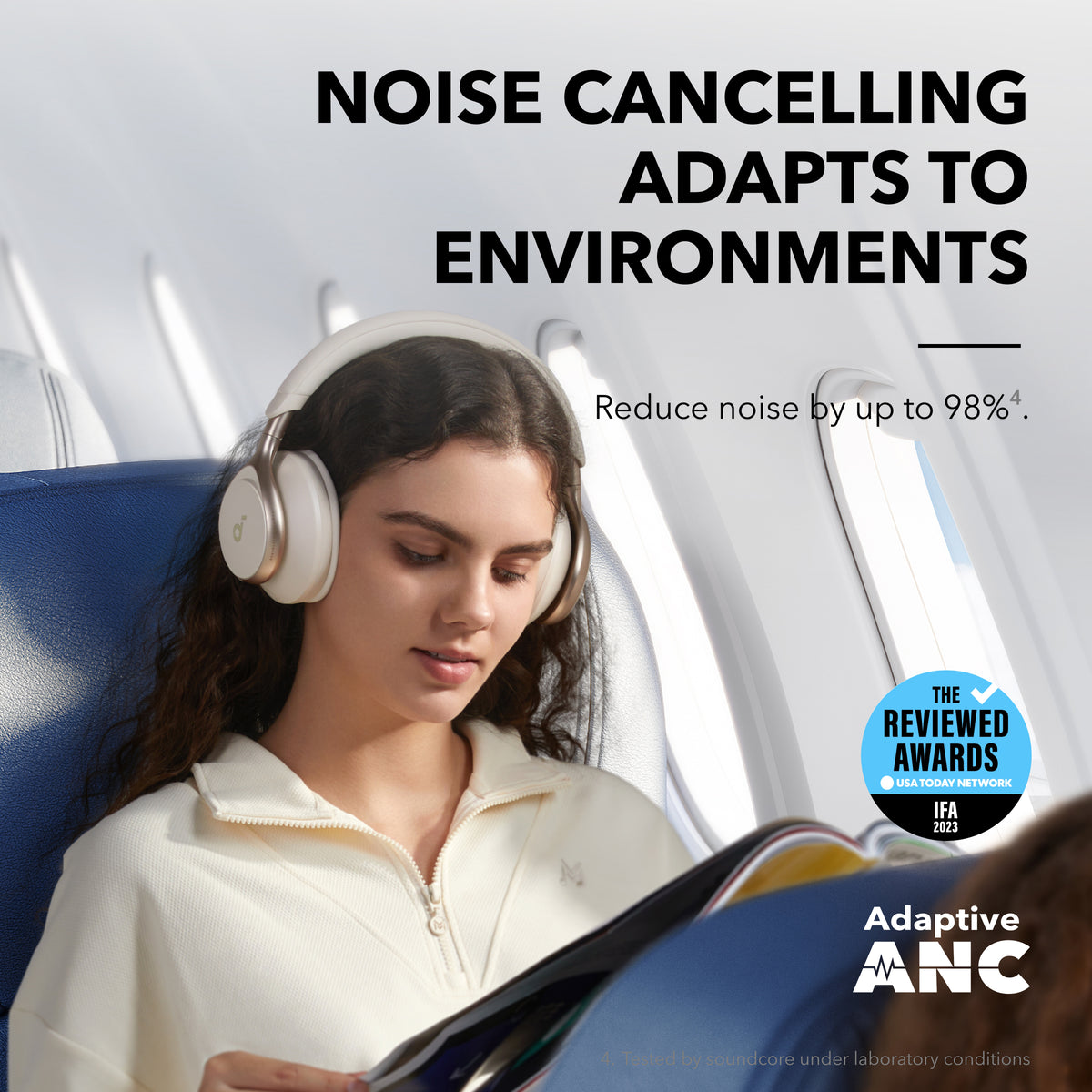 Anker Soundcore Space One - Active Noise Cancelling Wireless Headphones -  Latte Cream