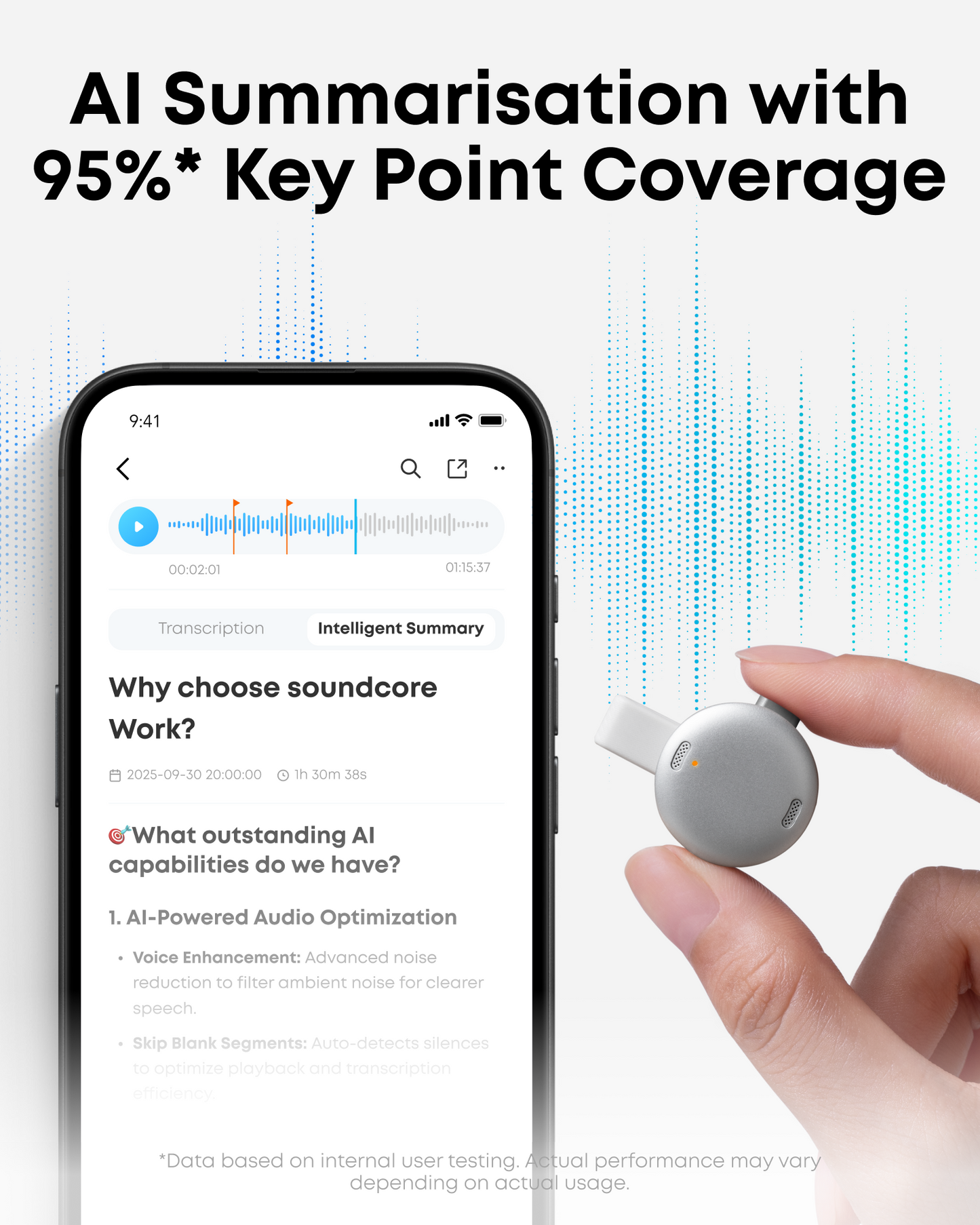 soundcore Work | The World's First Coin-Sized AI Voice Recorder