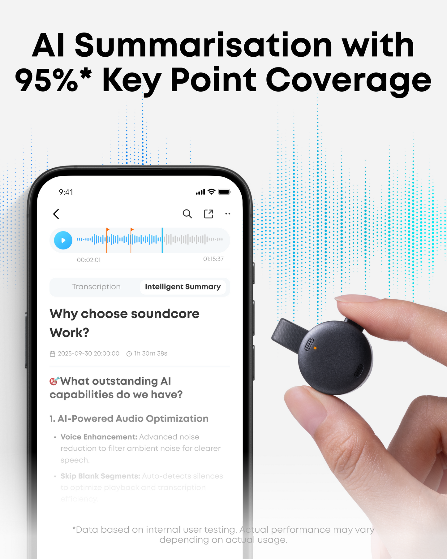 soundcore Work | The World's First Coin-Sized AI Voice Recorder